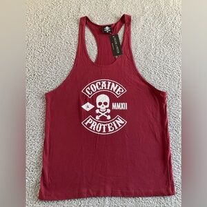 Cocaine and Protein Skull/ Weight Crossbones Gym Mens Vest Tank Top  NWT  Med